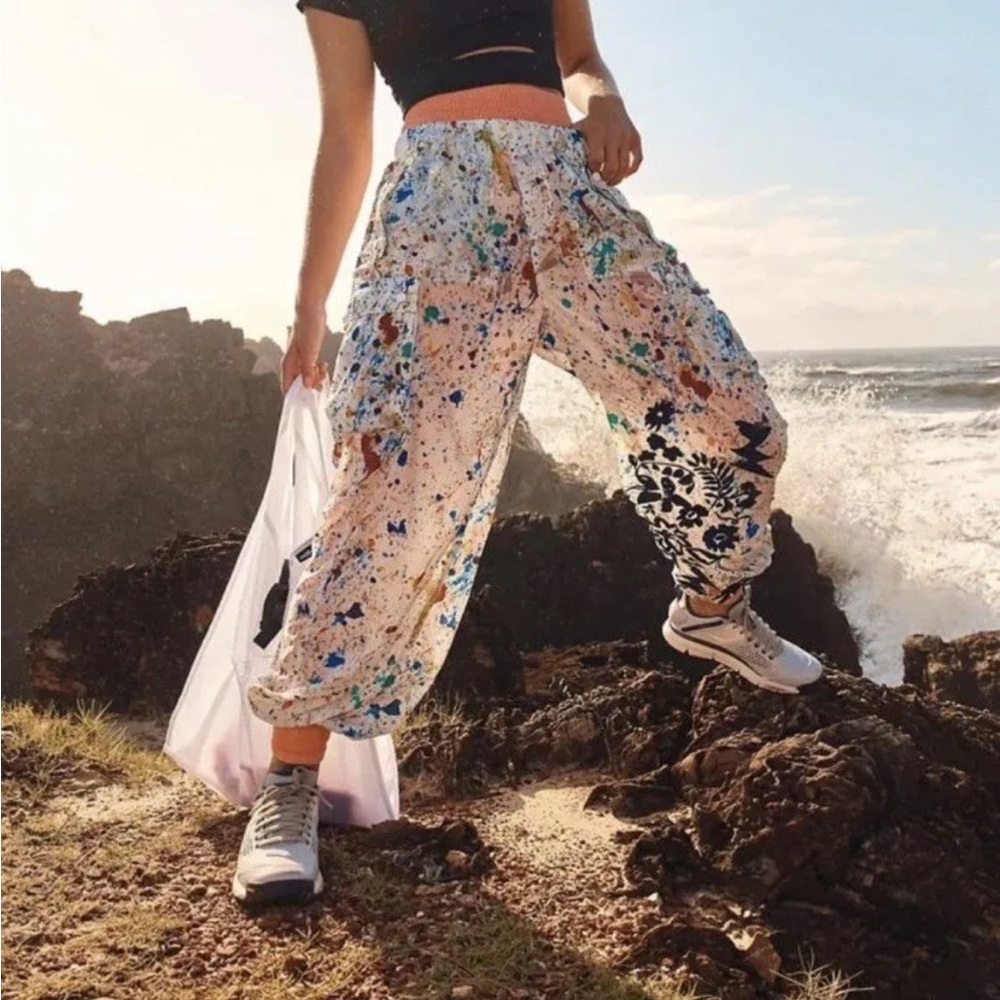 NWOT Free People Movement Color Burst Hike Harem Pants in Pacific Highway Size M